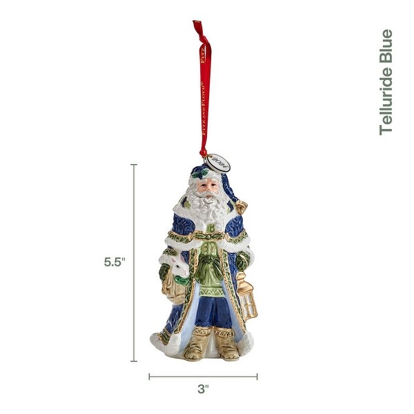 Fitz and Floyd Telluride Blue Dated Santa 2024 Bell - Bed Bath