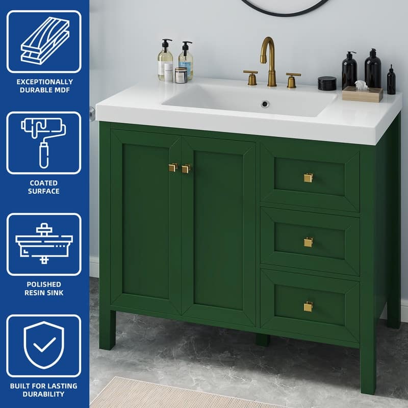 Moasis 36"/42" Bathroom Vanity Cabinet Set with Sink Combo and 3 Drawers & Cabient