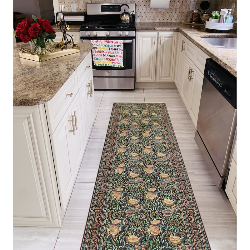 Pak-Persian Elliott Black/Green Runner - 2'7" x 10'1"