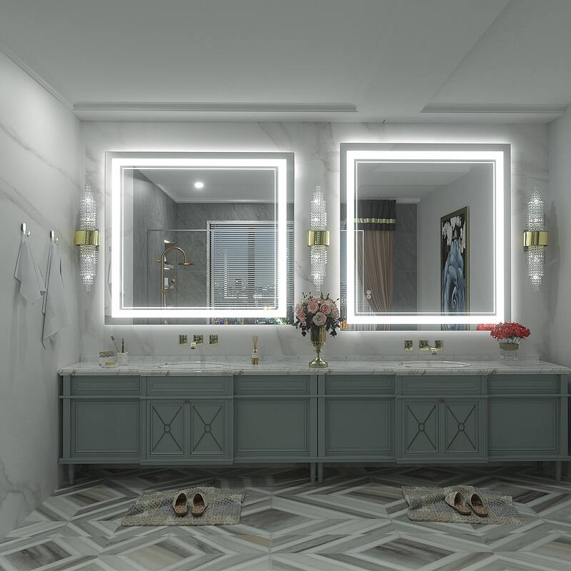 KIOTEE Frameless Front lit LED Lighted Anti-Fog Tempered Glass Bathroom Vanity Mirror with ETL and 3-Year Warranty