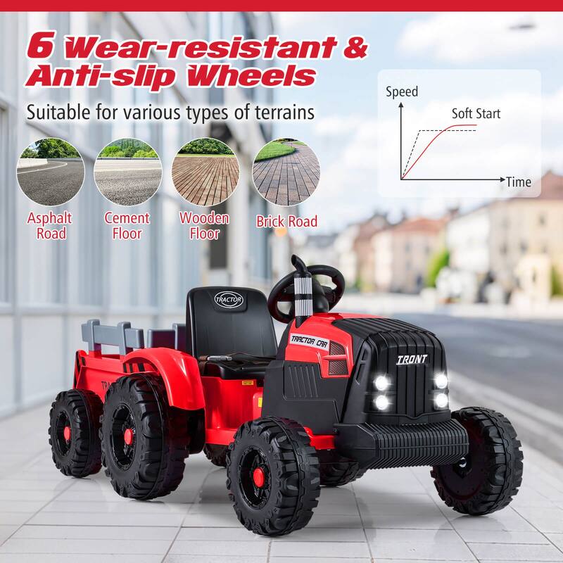 Costway 24V Ride On Tractor for Kids with Detachable Trailer Remote - See Details