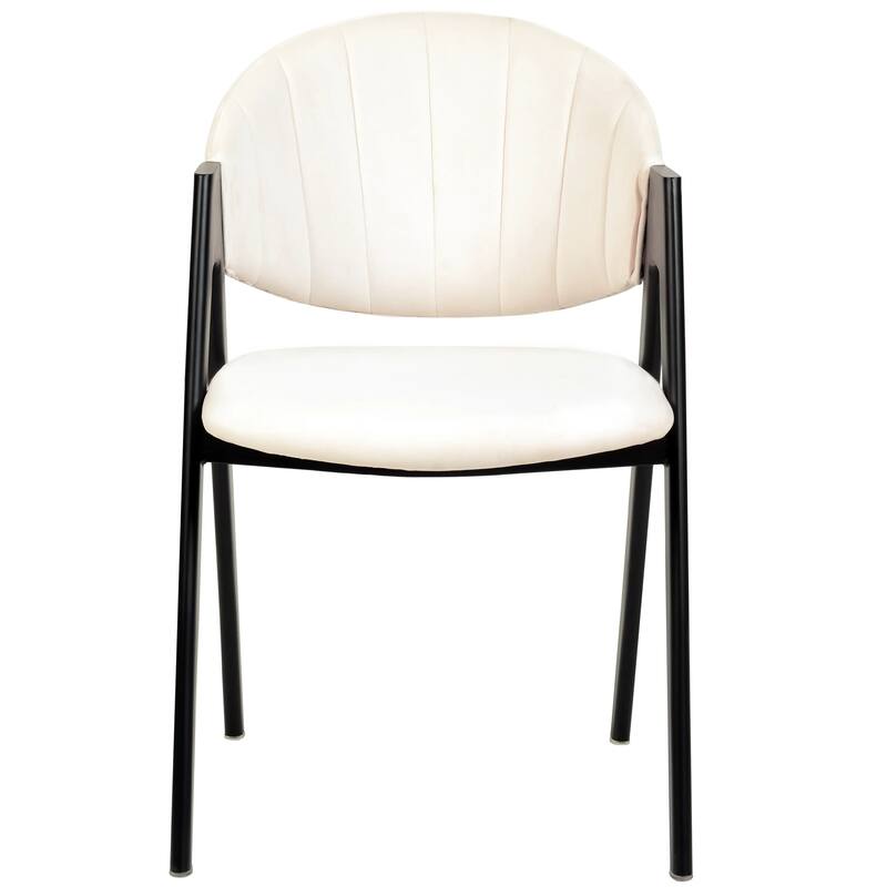 Savor Mid-Century Modern Upholstered Dining Chair with Curved Back and Iron Base for Home & Kitchen Set of 2