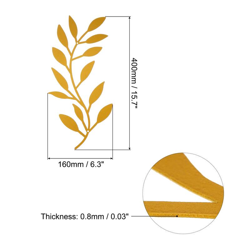 Metal Tree Leaf Wall Decor 2 Pack Vine Olive Leaf Wall Art Style 1 - Golden