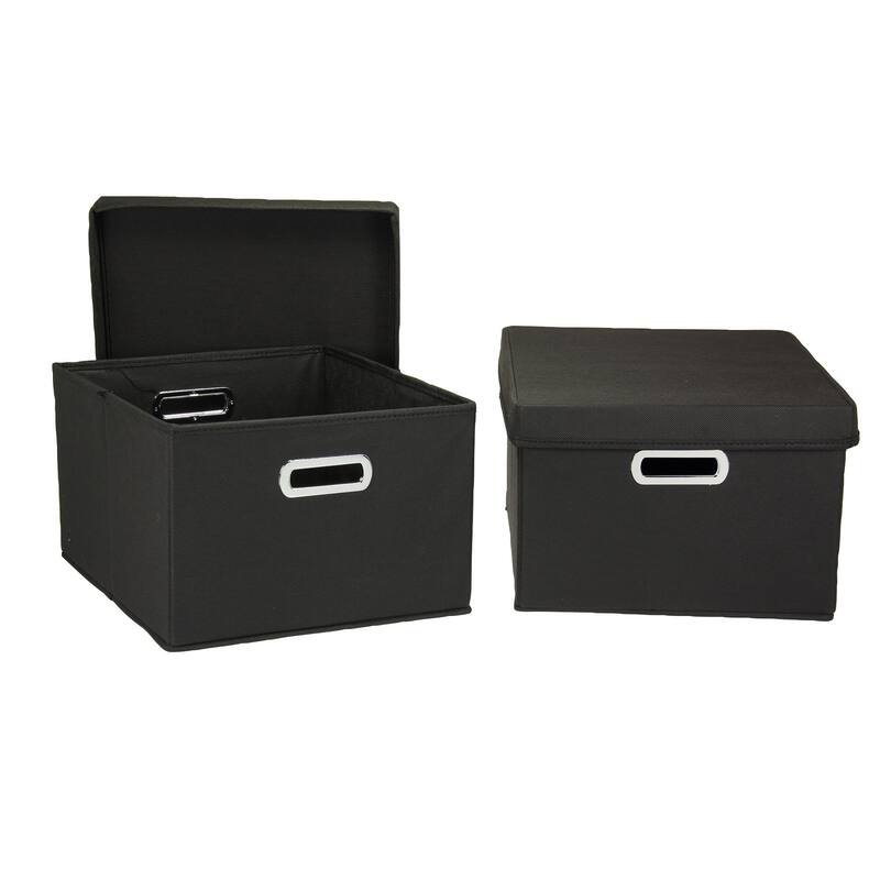 Household Essentials Storage Boxes with Lids and Durable Grommet Handles - 15.0"L x 13.0"W x 8.0"H