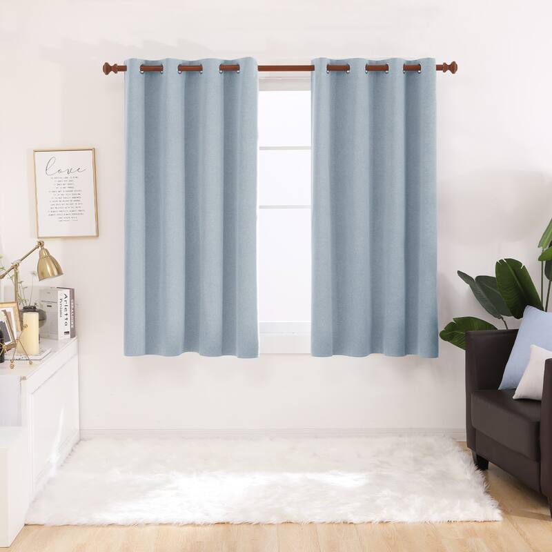Deconovo Total Blackout Faux Linen Curtains 2 Panels