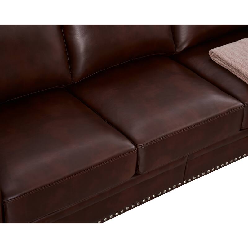 2-Pieces Mid-Century Modern Faux Leather Sofa Set with Storage, 3+2 Seater