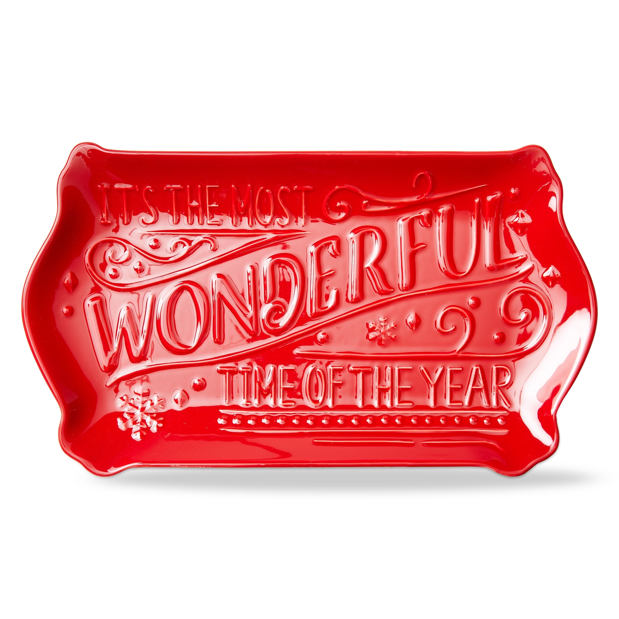 Christmas Red Earthenware Platter 17x10x1.43 in