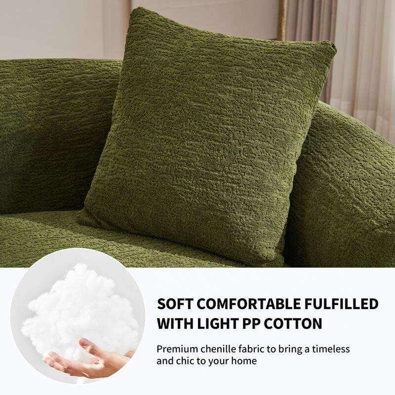 Curved Loveseat White Full Compression Sponge Sofa