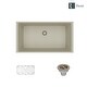 preview thumbnail 18 of 16, Single Bowl Undermount Granite Quartz Kitchen Sink with Grid and Matching Colored Strainer