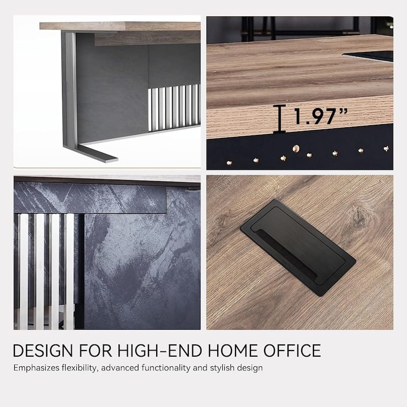 WESOME Modern Executive Office Desk Computer Bussiness Desk with Cable Management