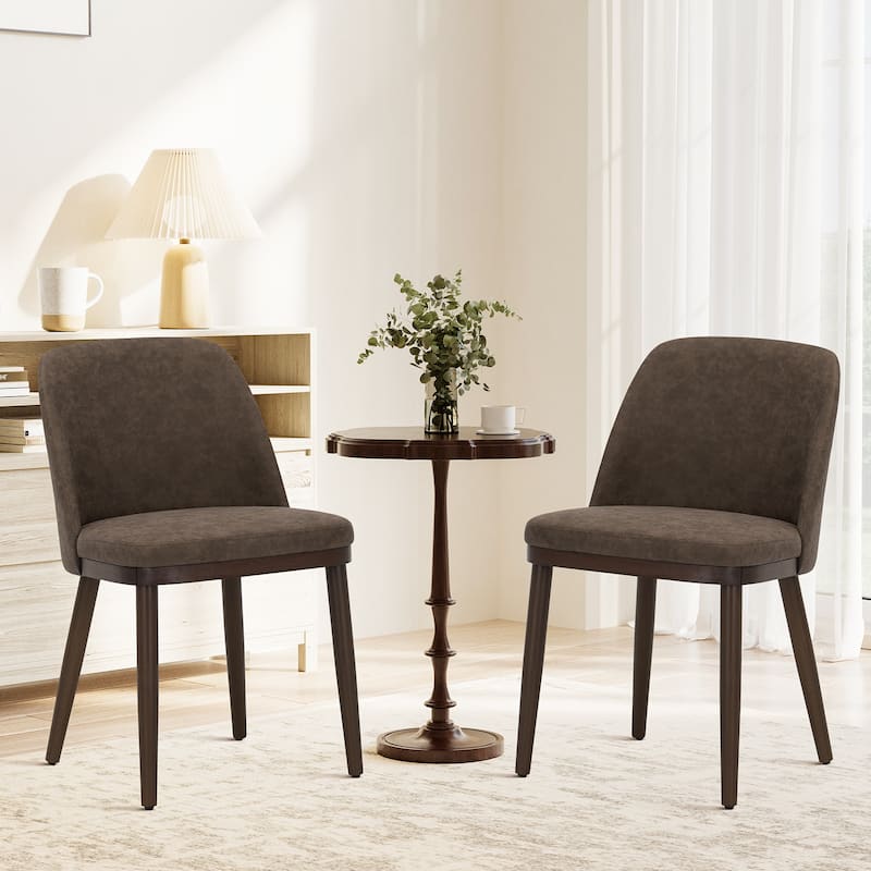 Set of 2 Upholstered Wood Dining Chairs for Dining Room, Restaurant