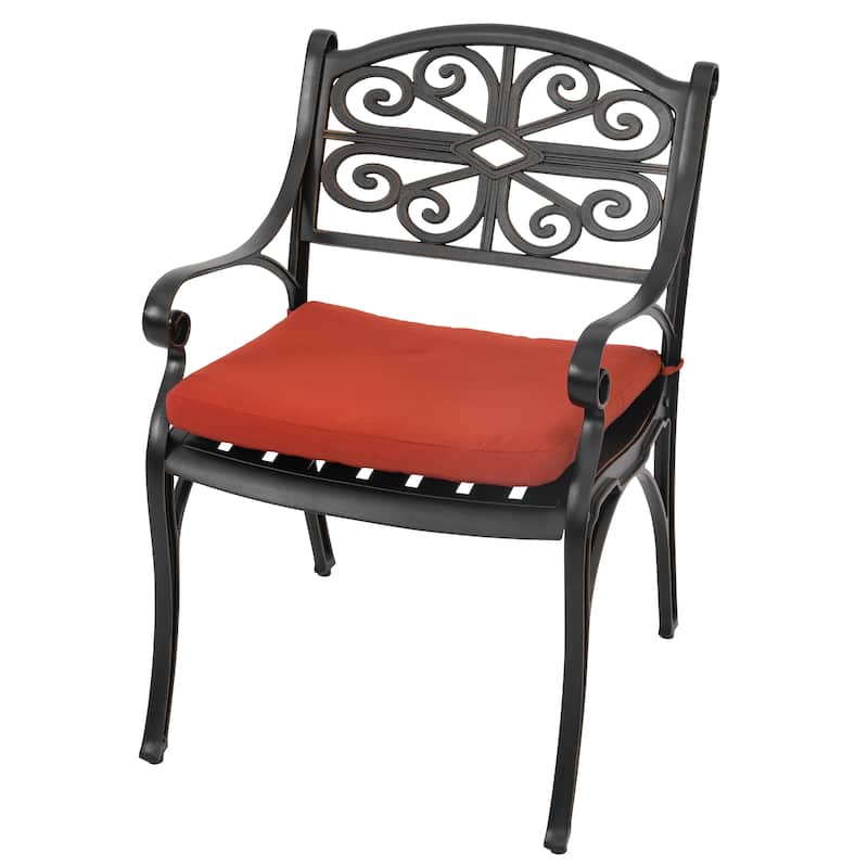 Outdoor Cast Aluminum Bistro Set of 3 with Umbrella Hole and Cushions