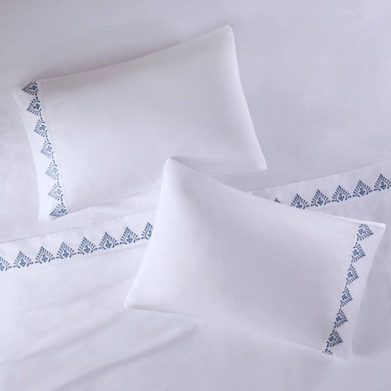 Madison Park Embroidered Microfiber 4 PC Sheet Set