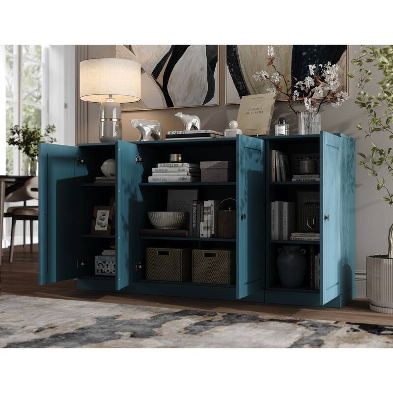 100% Solid Wood 65" Sideboard with Clear, Frosted Glass or Solid Wood Doors by Palace Imports