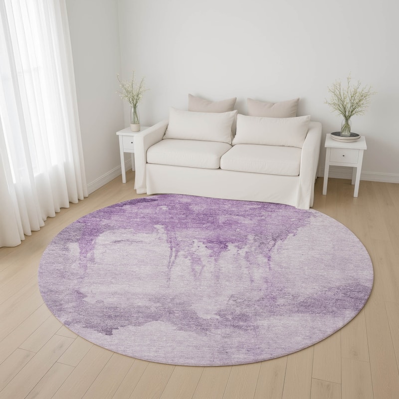 Premium Washable Super Soft Abstract Mayfield Rug - Lavender - 8' x 8'