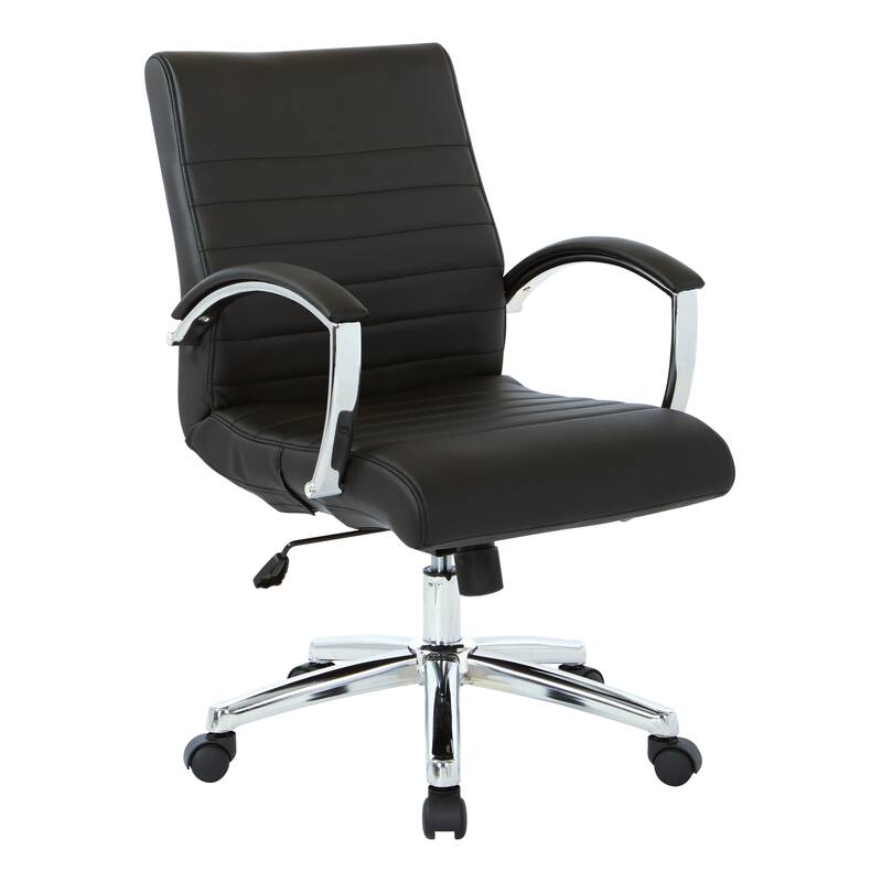 Executive Low Back Faux Leather Chair with Chrome Arms and Base - single - Black