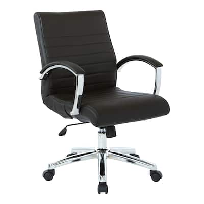 Executive Low Back Faux Leather Chair with Chrome Arms and Base - single