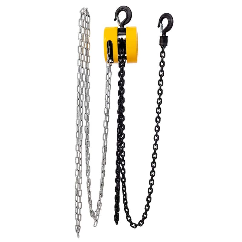 Chain hoist 2200 lbs.Yellow 10 ft. Steel Manual Chain Hoist Log Hook with 2 Heavy Duty Hooks