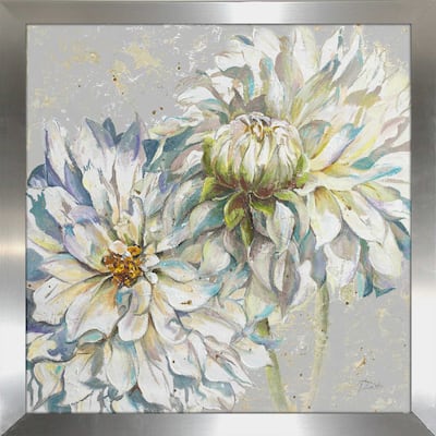 "Grey Dahlias I (Square)" Print on Acrylic