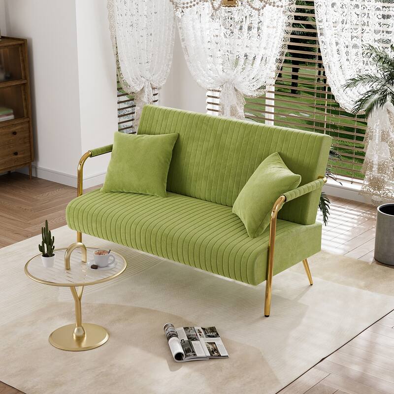 Ouyessir Upholstered Loveseat, Tufted Back Couch, Accent Armchair with 2 Pillows