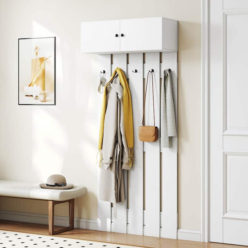 Costway Wall Mounted Entryway Wall Coat Rack with 5 Double Hooks & - See Details