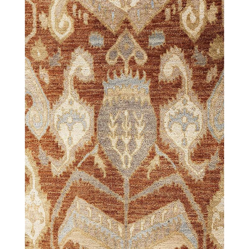 Ikat One-of-a-Kind Hand-Knotted Area Rug, Orange - 9' 0" x 12' 4"