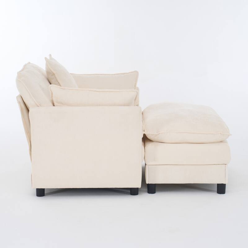 Chenille Upholstered Accent Chair & Ottoman Sets, Sofa Chair Reading Chair for Living Room Bedroom