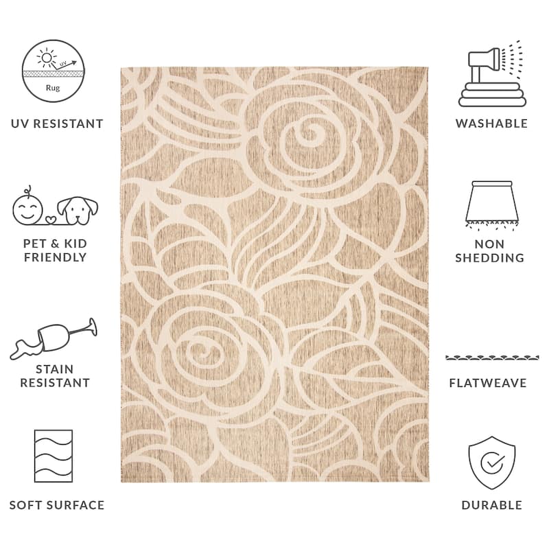 SAFAVIEH Courtyard Fany Indoor /Outdoor Waterproof Patio Backyard Rug - 8' x 11' - Coffee/Sand
