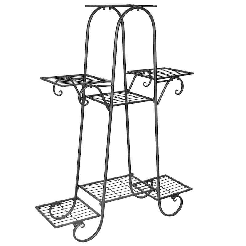 6 Tier Metal Shelves Flower Pot Plant Stand Display Indoor Outdoor - L