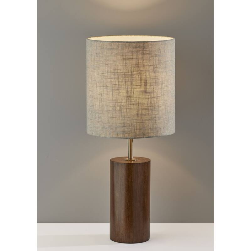 Walnut Wood Circular Block Table Lamp 13 x 13 x 30.5 Bed Bath