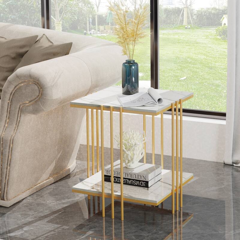 Square Sintered Stone Side Table, Modern End Table