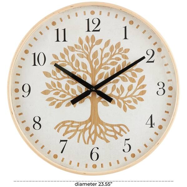 Brown Wooden Tree Decorative Wall Clock with Cream Backing On Sale