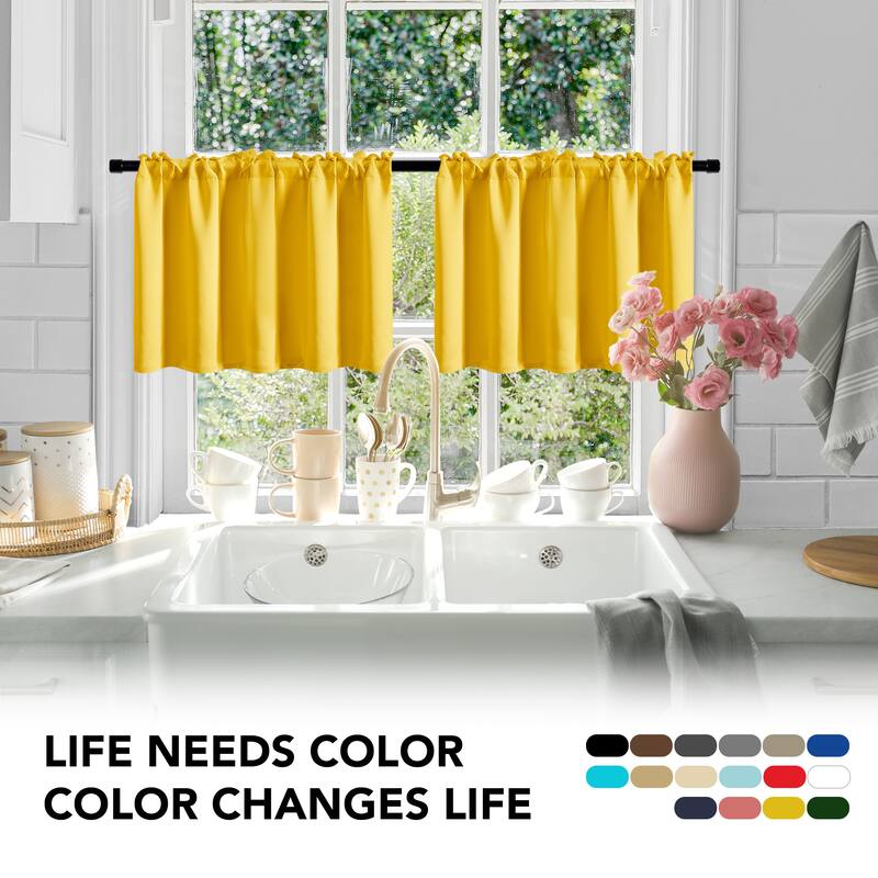 Deconovo Cafe Curtains Rod Pocket Window Short Drapes Tier Pair