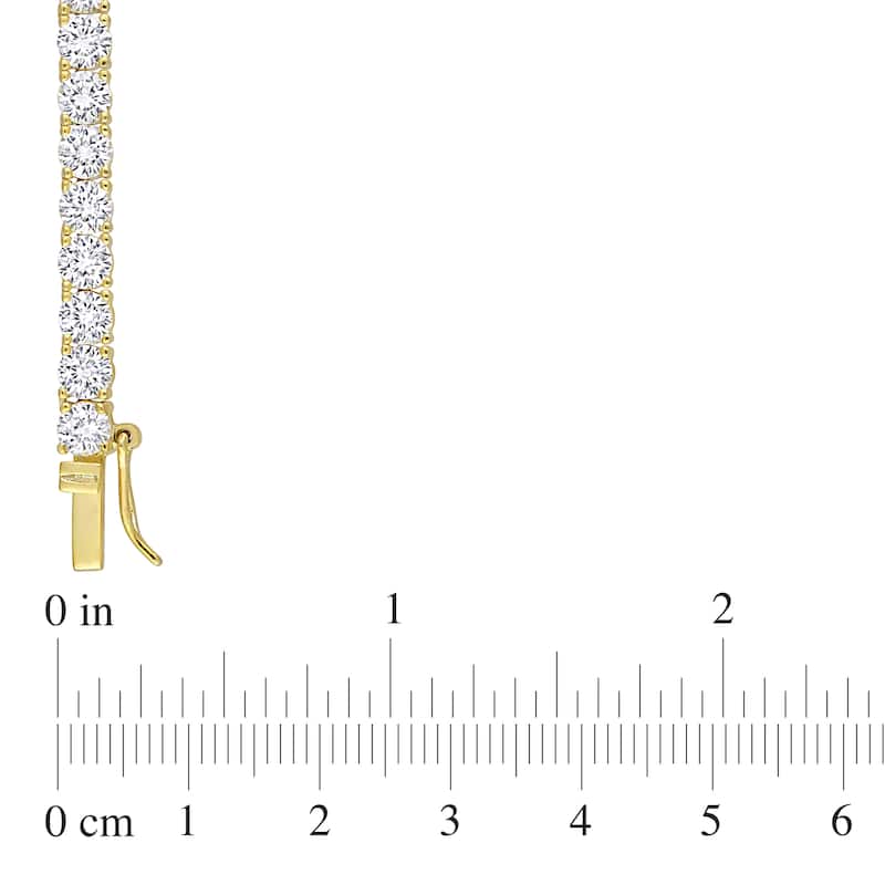 Miadora 47 1/4ct TGW Created White Sapphire Tennis Bracelet and Necklace Set Yellow Silver