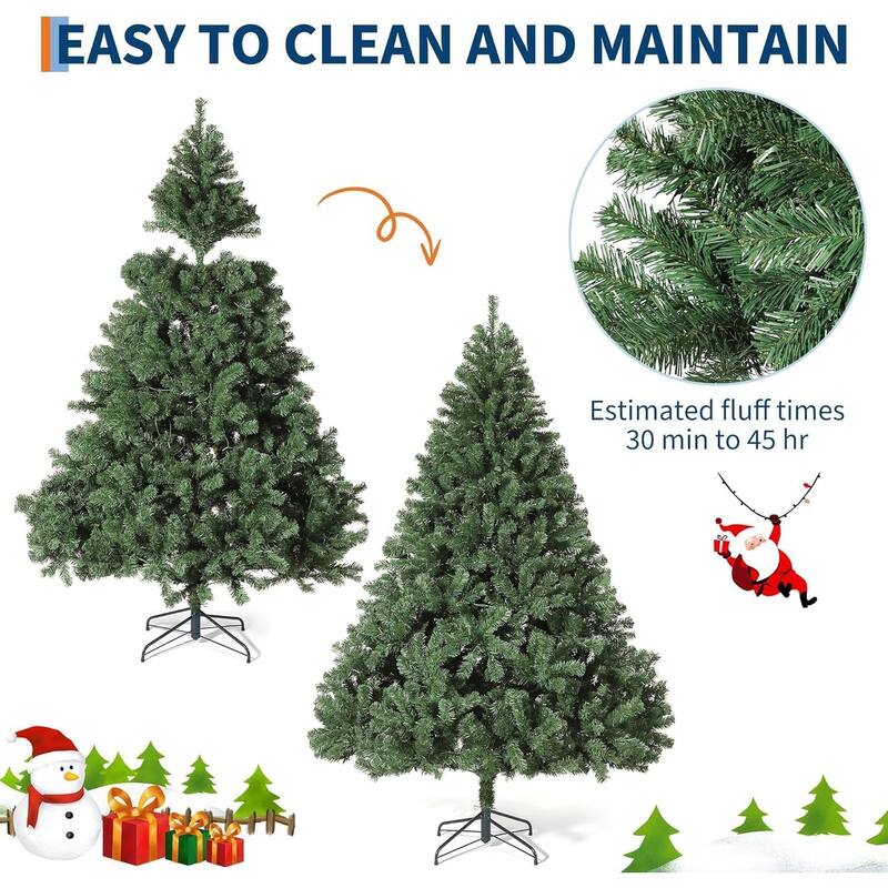 Pre-Lit Artificial Spruce Christmas Tree with White Lights, Unlit Hinged Design