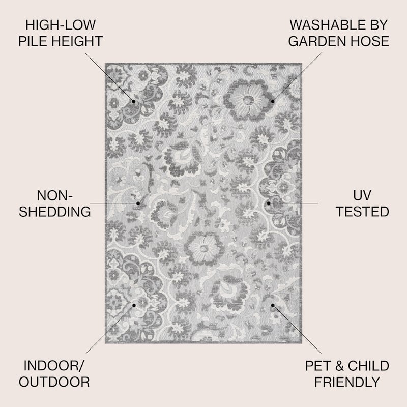 JONATHAN Y Cassis Modern Medallion High-Low Indoor/Outdoor Area Rug