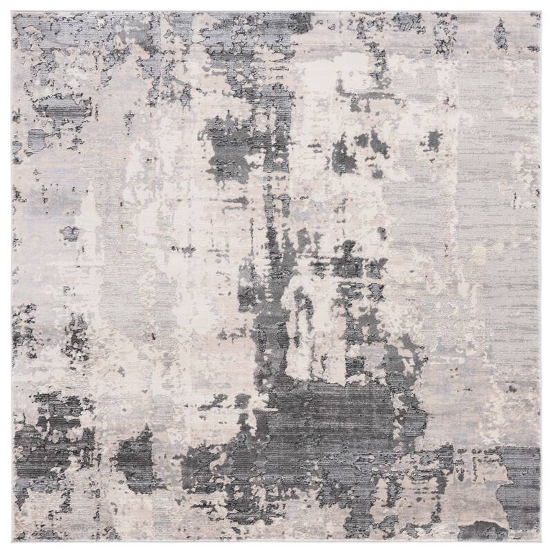 SAFAVIEH Whisper Estelle Modern Abstract Rug - 6'7" Round - Grey/Light Beige