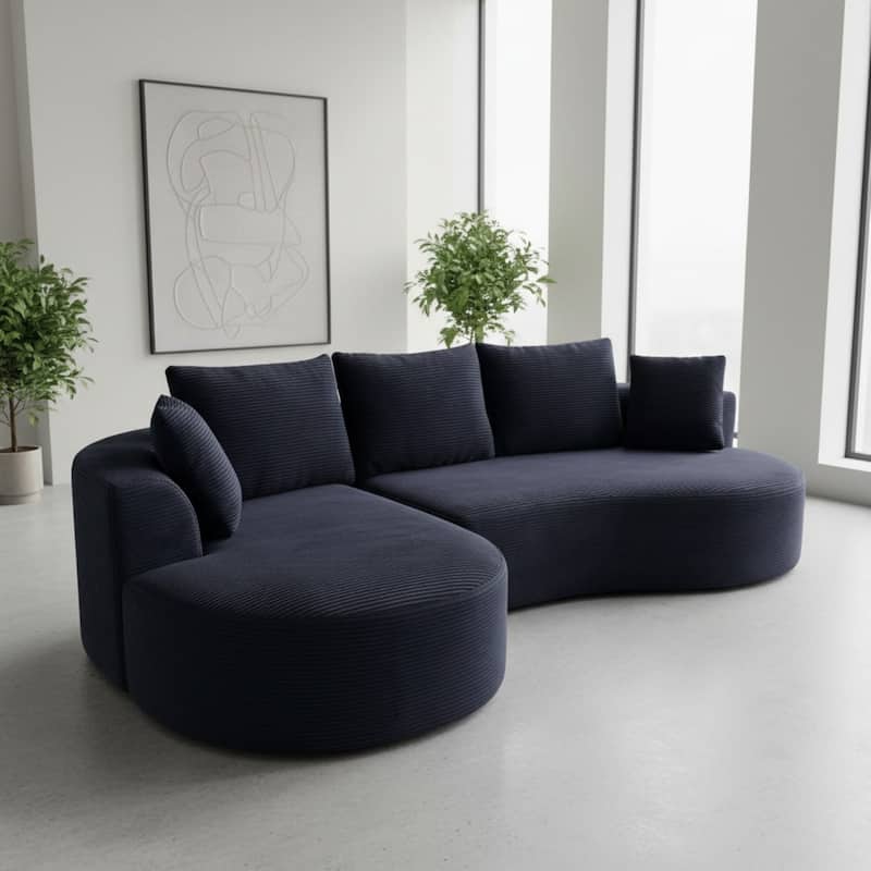 111.55" L-Shaped Corduroy Sectional Sofa, No Assembly Required