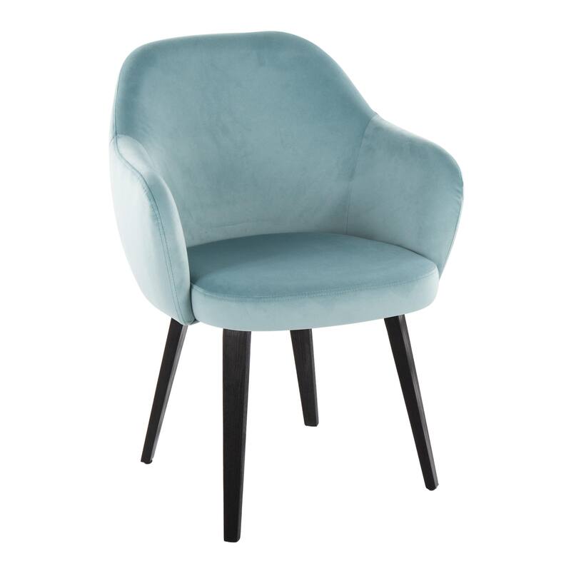 Porch & Den Beckett Dining Chair with Bent Wood Legs (Set of 2) - Light Blue Velvet/Black Wood