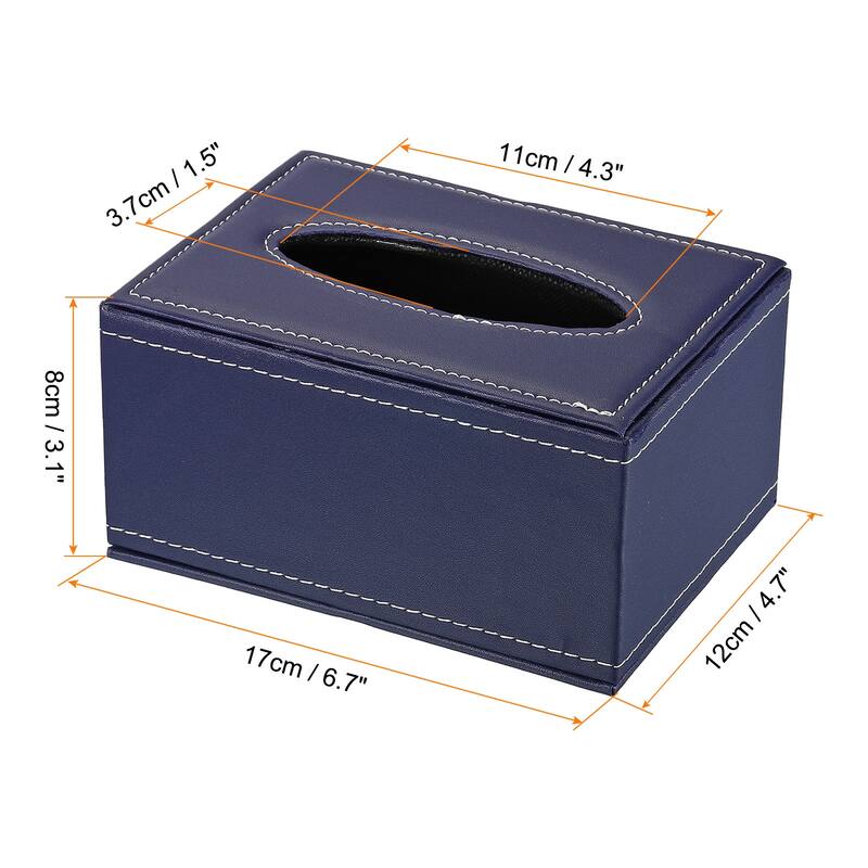 6.7x4.7x3.1" Tissue Box Cover, PVC Leather Waterproof Napkin Dispenser - Blue