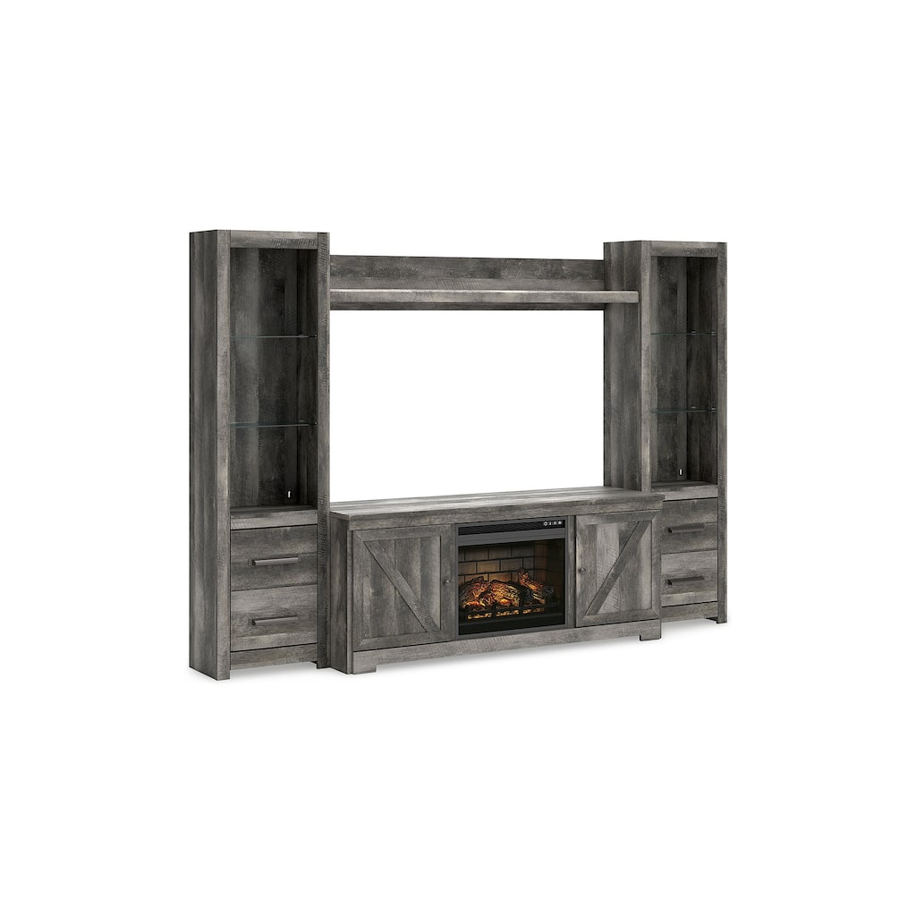Signature Design by Ashley Wynnlow Gray 4-Piece Entertainment Center with Electric Fireplace - 103.5"W x 19.5"D x 72.25"H
