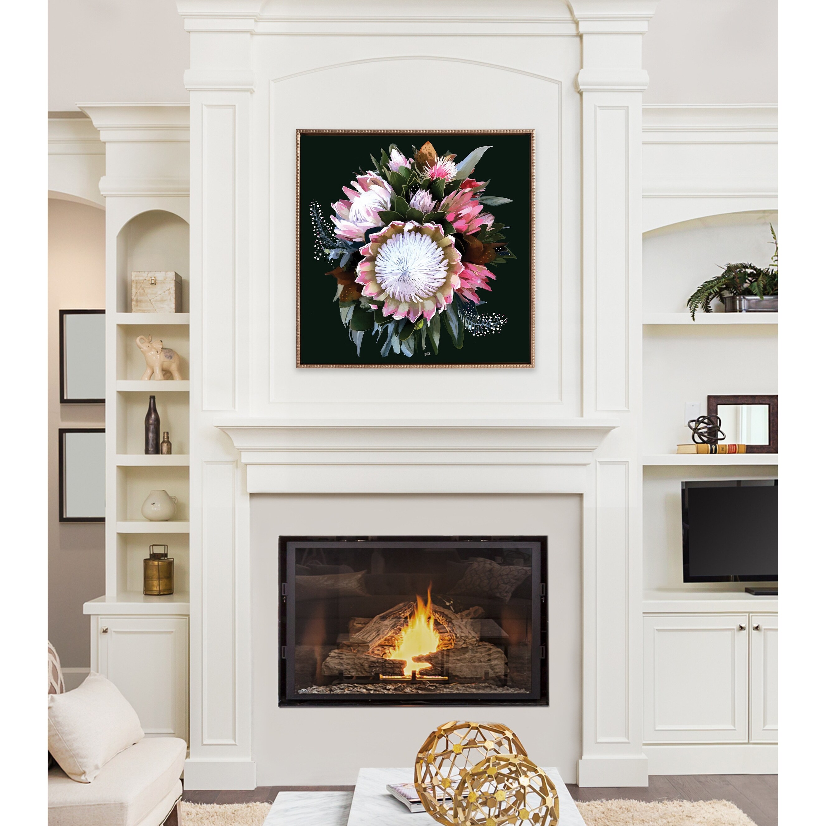 Sylvie Beaded Peninsula Wild Flower Framed Canvas by Inkheart Designs