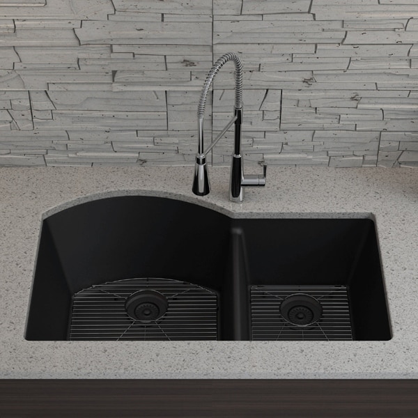 Lexicon Platinum Quartz 32 Inch 70/30 Double Bowl Kitchen Sink