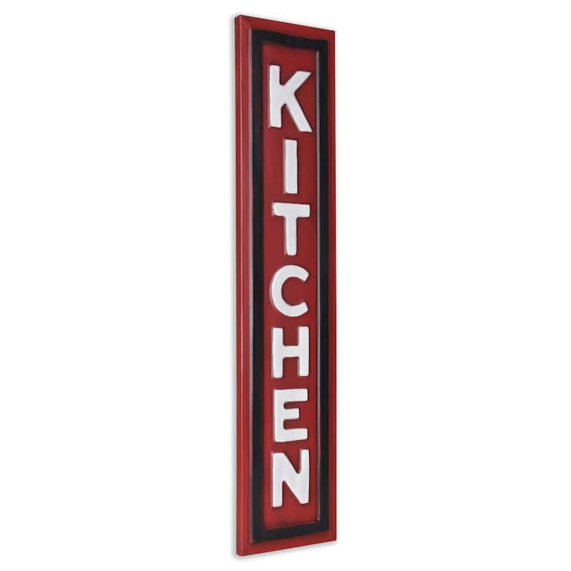 HomeRoots 37" X 8" Red and White Kitchen Metal Wall Decor