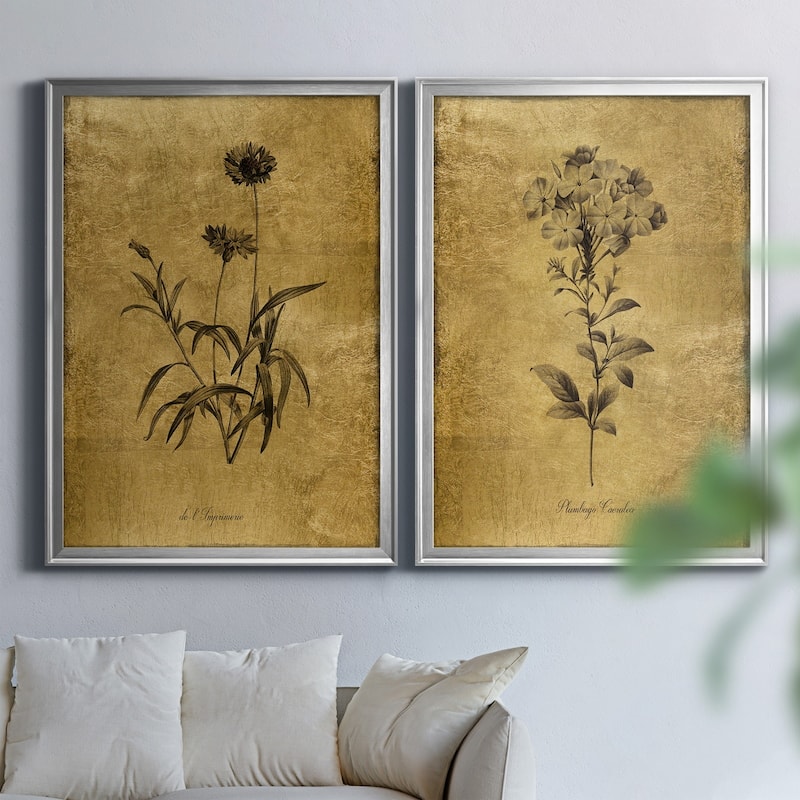 Gold Sketch Botanical I Premium Framed Print - Ready to Hang - Multi-Color
