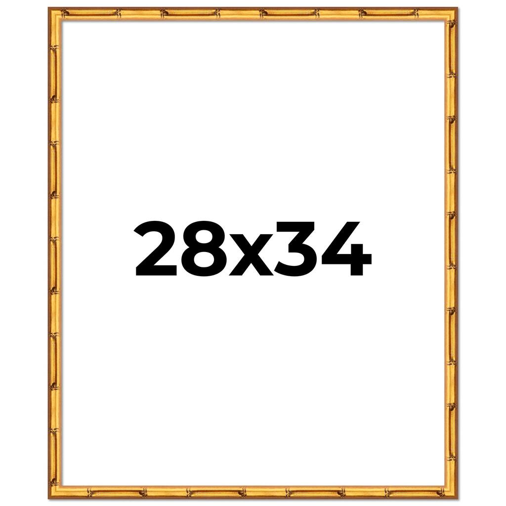 28x34 Frame Gold Bamboo Solid Wood Picture Frame | 1 Inch Moulding