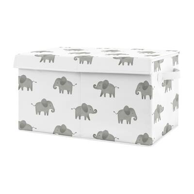 Grey and White Elephant Collection Boy or Girl Kids Fabric Toy Bin Storage - Gray Watercolor Safari Jungle Animal