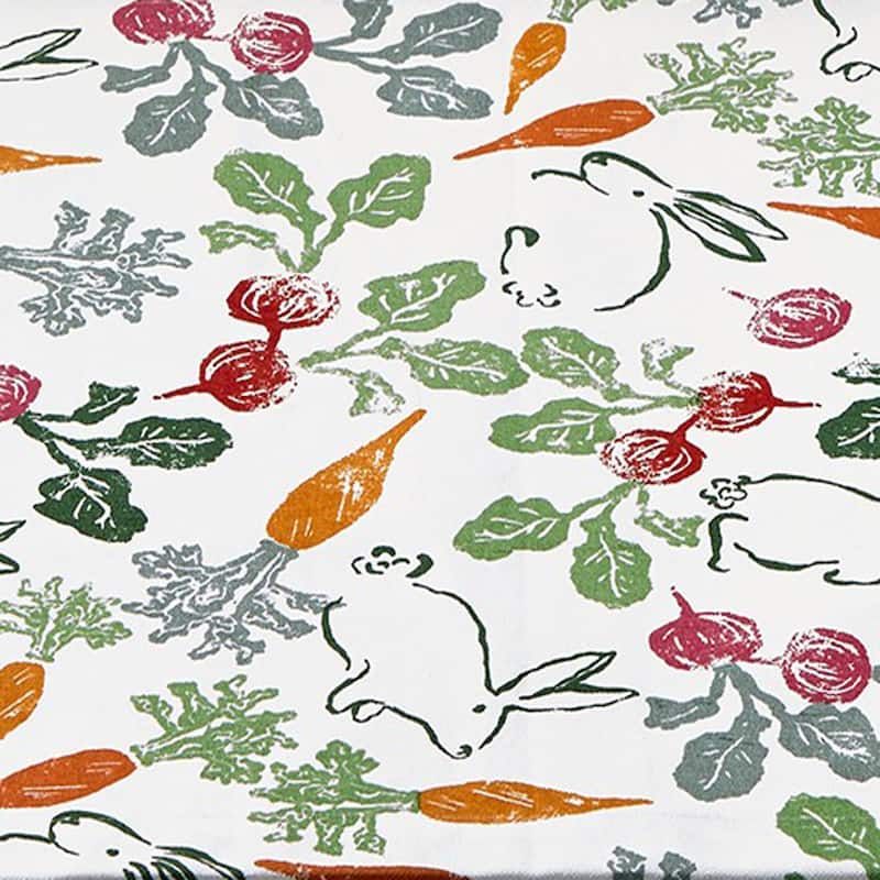 Veggie Bunny Vegetable and Bunny Rabbit on White Background Cotton Machine Washable Napkin Set of 4 - 20 x 20