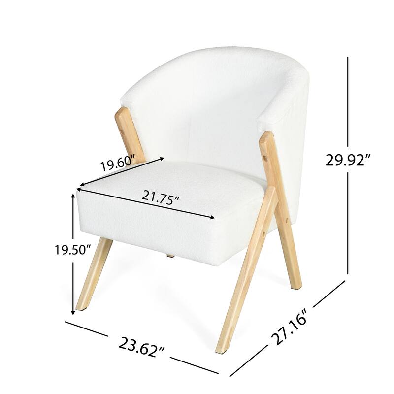 Modern Accent Chair Side Chair Upholstered Chair White Office Chair Padded Chair Dressing Chair with Wood Legs