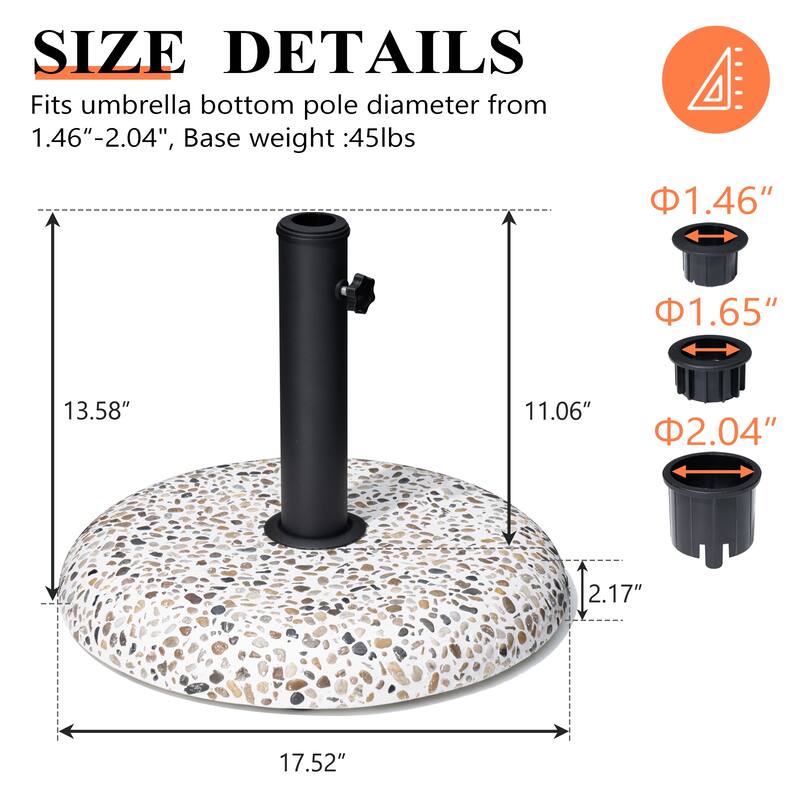Outdoor Patio Umbrella Stand Concrete-cobble Finish